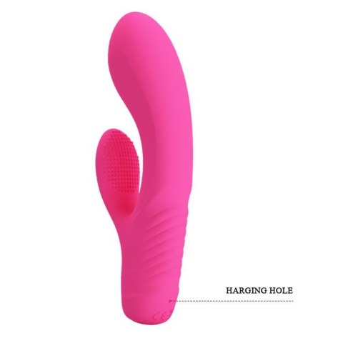 Wibrator z masażerem łechtaczki i wypustkami 15cm Wibrator z masażerem łechtaczki i wypustkami 15cm