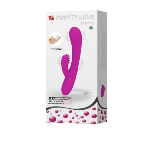 Wibrator z masażerem łechtaczki z wypustkami 19cm Wibrator z masażerem łechtaczki z wypustkami 19cm