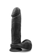 Silikonowe gładkie czarne dildo z przyssawką 23 cm