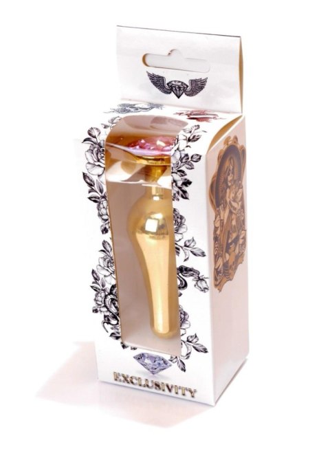 Stalowy korek analny złoty metalowy kryształ 9cm Stalowy korek analny złoty metalowy kryształ 9cm