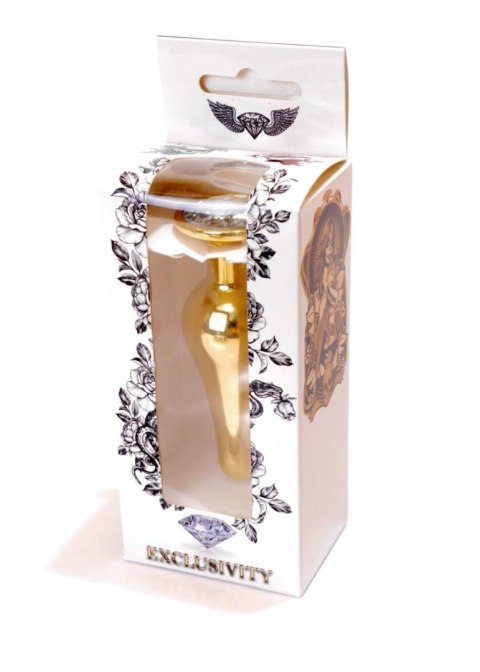 Stalowy korek analny złoty metalowy kryształ 9cm Stalowy korek analny złoty metalowy kryształ 9cm
