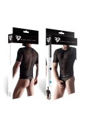 Męski komplet z elastycznej siatki: t-shirt w serek, stringi xl Męski komplet z elastycznej siatki: t-shirt w serek, stringi xl