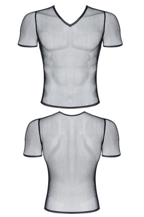 Męski t-shirt z elastycznej siatki w serek xxl Męski t-shirt z elastycznej siatki w serek xxl