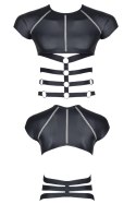 Męski t-shirt z wetlooka z dekoracyjnymi wstawkami z taśmy i gumy s Męski t-shirt z wetlooka z dekoracyjnymi wstawkami z taśmy i gumy s
