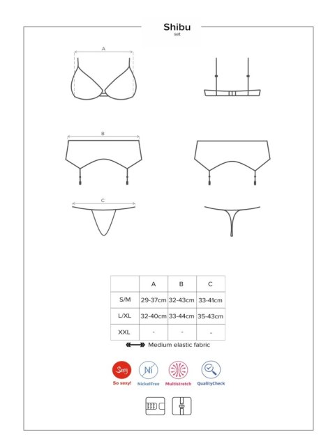 Sexy komplet biustonosz pas stringi obsessive l/xl Sexy komplet biustonosz pas stringi obsessive l/xl