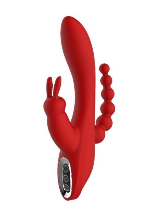 Wibrator króliczek waginalny analny potrójny 21cm Wibrator króliczek waginalny analny potrójny 21cm