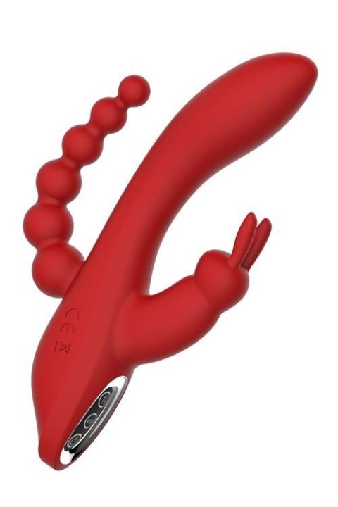 Wibrator króliczek waginalny analny potrójny 21cm Wibrator króliczek waginalny analny potrójny 21cm