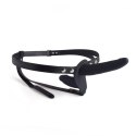 Podwójny strap-on koloru czarnego na szelkach Podwójny strap-on koloru czarnego na szelkach