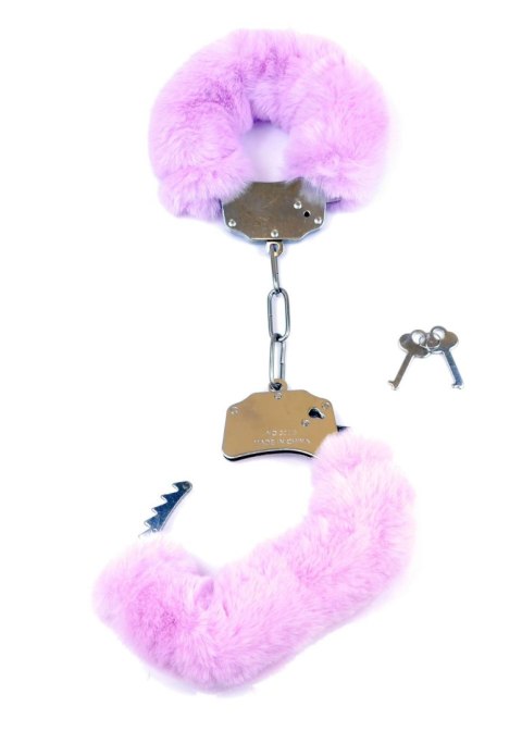 Kajdanki metalowe z futerkiem bondage bdsm fiolet Kajdanki metalowe z futerkiem bondage bdsm fiolet