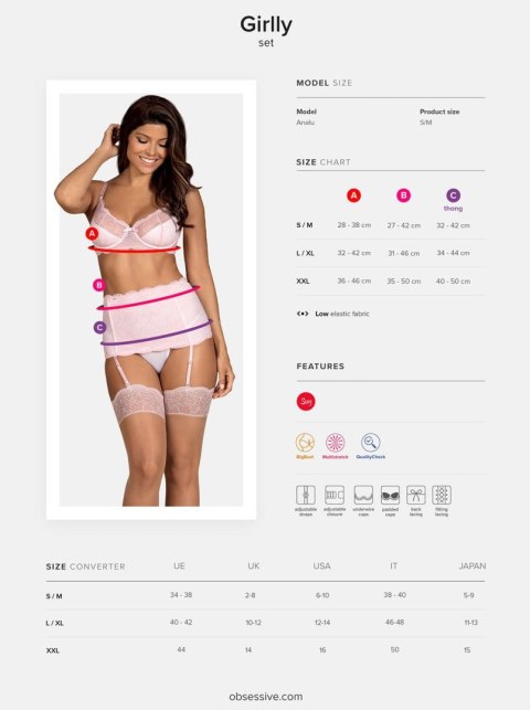 Erotyczny komplet pas stanik stringi obsessive l/xl Erotyczny komplet pas stanik stringi obsessive l/xl