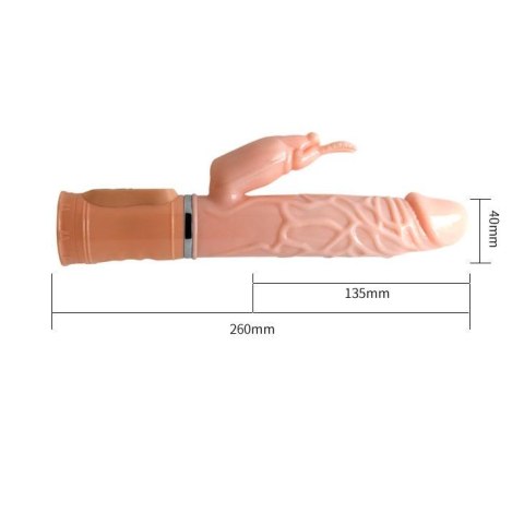 Podgrzewany wibrator z masażerem łechtaczki 26cm Podgrzewany wibrator z masażerem łechtaczki 26cm