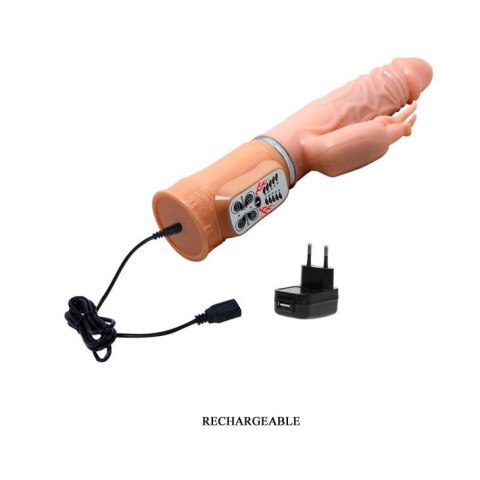 Podgrzewany wibrator z masażerem łechtaczki 26cm Podgrzewany wibrator z masażerem łechtaczki 26cm