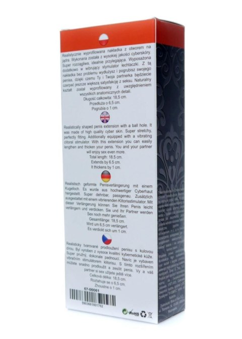 Nakładka przedłużająca penisa sex wibracje 18cm Nakładka przedłużająca penisa sex wibracje 18cm