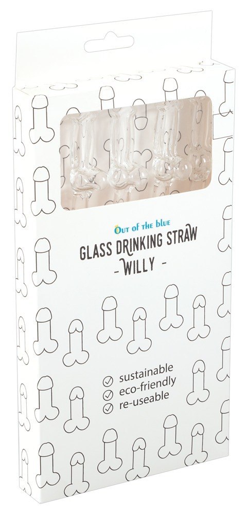 Glass Drinking Straw Willy x 4 Glass Drinking Straw Willy x 4