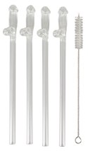Glass Drinking Straw Willy x 4 Glass Drinking Straw Willy x 4