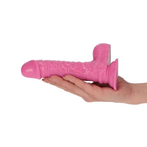 Różowe żylaste dildo gumowe z przyssawką 14,5 cm Różowe żylaste dildo gumowe z przyssawką 14,5 cm