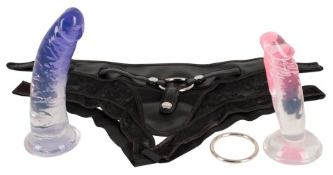 Strap-on na szelkach w zestawie dwa gumowe dildo Strap-on na szelkach w zestawie dwa gumowe dildo