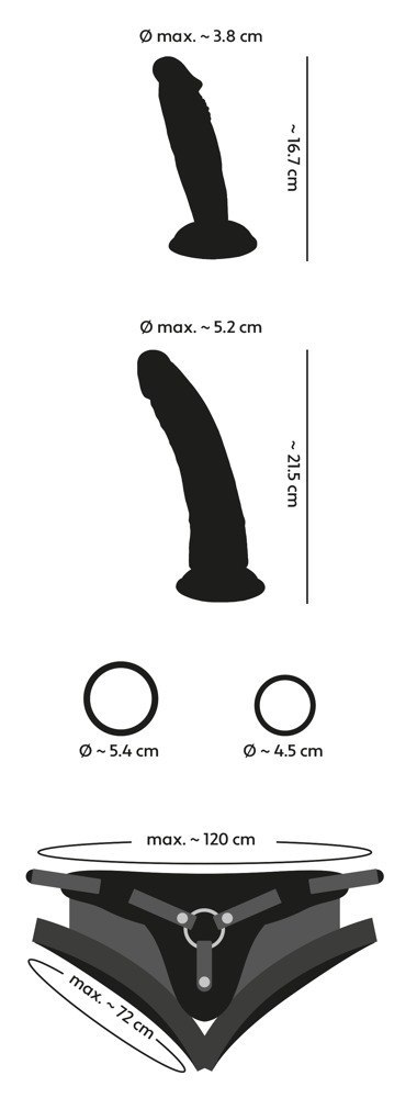 Strap-on na szelkach w zestawie dwa gumowe dildo Strap-on na szelkach w zestawie dwa gumowe dildo