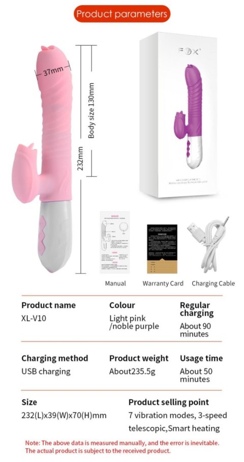Wibrator króliczek masażer posuw podgrzewany 22cm Wibrator króliczek masażer posuw podgrzewany 22cm