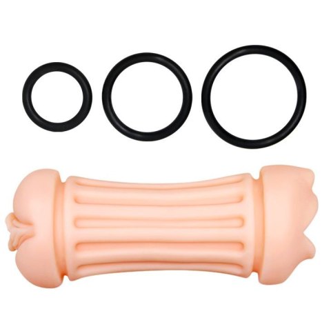 Masturbator cipka usta + 3x pierścień na penisa Masturbator cipka usta + 3x pierścień na penisa