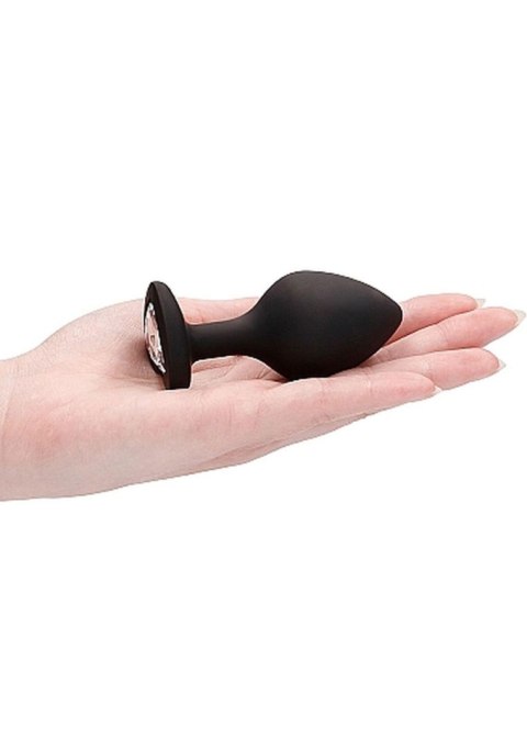 Czarny korek analny zatyczka plug z diamentem 8 cm Czarny korek analny zatyczka plug z diamentem 8 cm