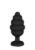 Prążkowany korek analny zatyczka plug czarny 7 cm Prążkowany korek analny zatyczka plug czarny 7 cm