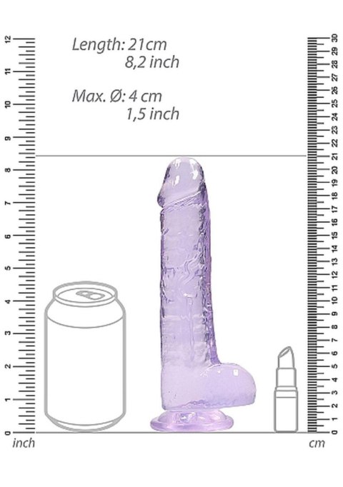 Duże fioletowe dildo z przyssawką i jądrami 21cm Duże fioletowe dildo z przyssawką i jądrami 21cm