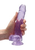 Duże fioletowe dildo z przyssawką i jądrami 21cm Duże fioletowe dildo z przyssawką i jądrami 21cm