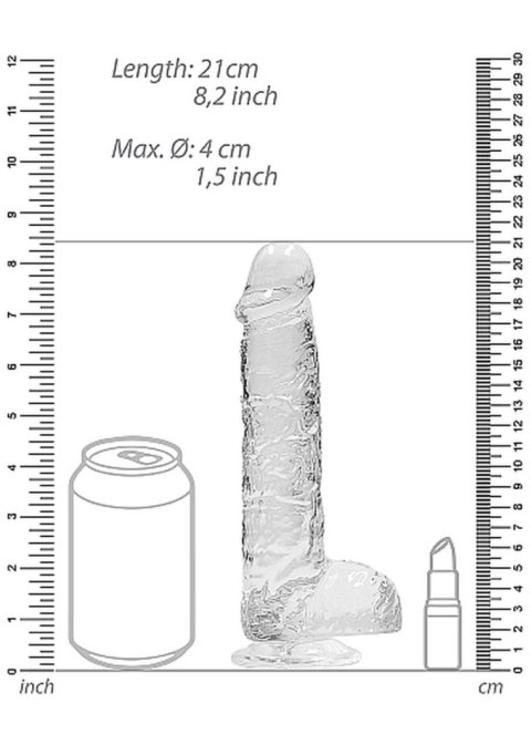 Przezroczyste dildo gumowe z prostym trzonem 21cm Przezroczyste dildo gumowe z prostym trzonem 21cm