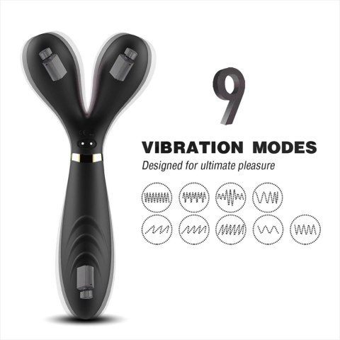 Podwójny wibrator masażer stymulator 9 trybów 19cm Podwójny wibrator masażer stymulator 9 trybów 19cm