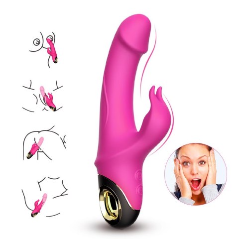 Wibrator królik z masażerem łechtaczki 22cm 9 tryb Wibrator królik z masażerem łechtaczki 22cm 9 tryb