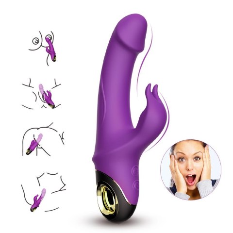 Wibrator królik z masażerem łechtaczki 22cm 9 tryb Wibrator królik z masażerem łechtaczki 22cm 9 tryb