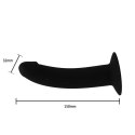 Majtki na szelkach z zakrzywionym czarnym dildo