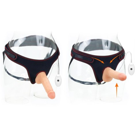 Czarny strap-on z gumowym penisem wibracje pilot Czarny strap-on z gumowym penisem wibracje pilot