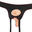 Czarny strap-on z gumowym penisem wibracje pilot Czarny strap-on z gumowym penisem wibracje pilot