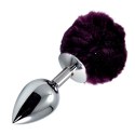 Korek analny z purpurowym puszkiem ze stali 8 cm Korek analny z purpurowym puszkiem ze stali 8 cm