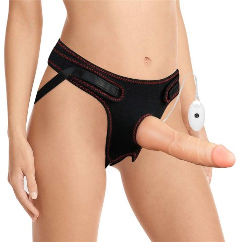 Majtki strap-on w zestawie z wibrującym dildo 19cm Majtki strap-on w zestawie z wibrującym dildo 19cm
