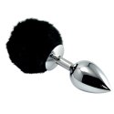 Metalowy korek analny z czarnym puszkiem 8 cm Metalowy korek analny z czarnym puszkiem 8 cm
