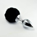 Metalowy korek analny z czarnym puszkiem 8 cm Metalowy korek analny z czarnym puszkiem 8 cm