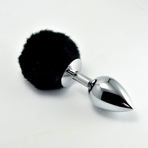 Metalowy korek analny z czarnym puszkiem 8 cm Metalowy korek analny z czarnym puszkiem 8 cm