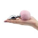 Metalowy korek analny z różowym puszkiem 8 cm Metalowy korek analny z różowym puszkiem 8 cm