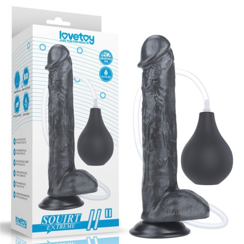 Czarne dildo żylaste przyssawka i wytrysk 28 cm Czarne dildo żylaste przyssawka i wytrysk 28 cm
