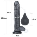 Czarne dildo żylaste przyssawka i wytrysk 28 cm Czarne dildo żylaste przyssawka i wytrysk 28 cm