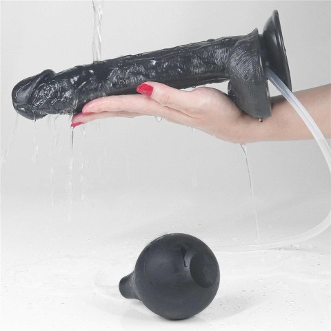 Czarne dildo żylaste przyssawka i wytrysk 28 cm Czarne dildo żylaste przyssawka i wytrysk 28 cm