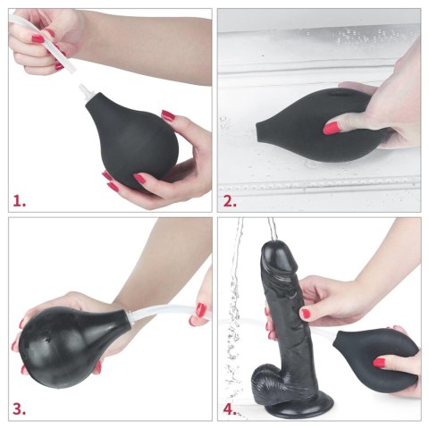 Czarne dildo żylaste przyssawka i wytrysk 28 cm Czarne dildo żylaste przyssawka i wytrysk 28 cm