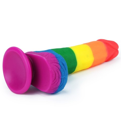Dildo tęczowe giętkie silikonowe przyssawka 19,5cm Dildo tęczowe giętkie silikonowe przyssawka 19,5cm