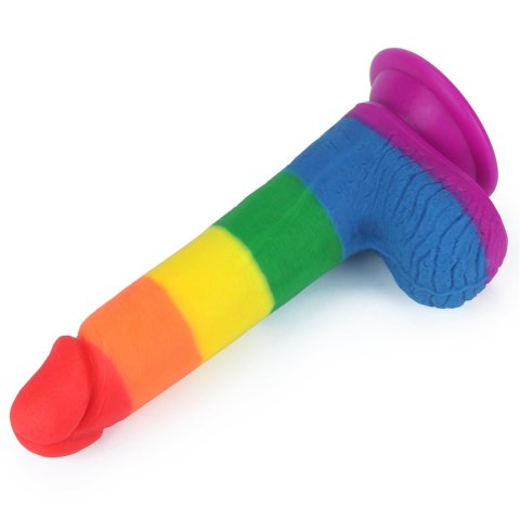 Dildo tęczowe giętkie silikonowe przyssawka 19,5cm Dildo tęczowe giętkie silikonowe przyssawka 19,5cm