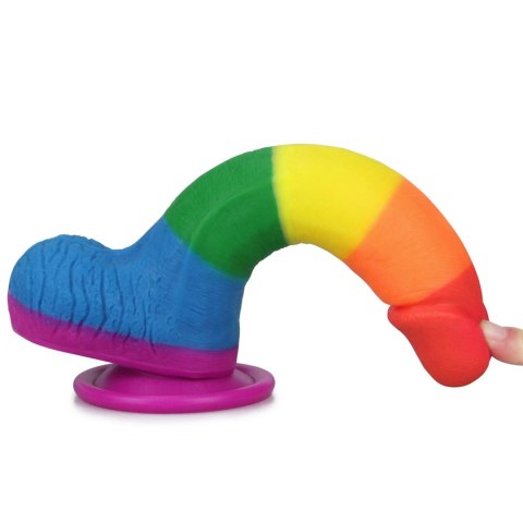 Dildo tęczowe giętkie silikonowe przyssawka 19,5cm Dildo tęczowe giętkie silikonowe przyssawka 19,5cm