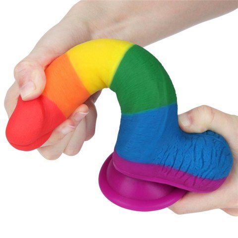 Dildo tęczowe giętkie silikonowe przyssawka 19,5cm Dildo tęczowe giętkie silikonowe przyssawka 19,5cm