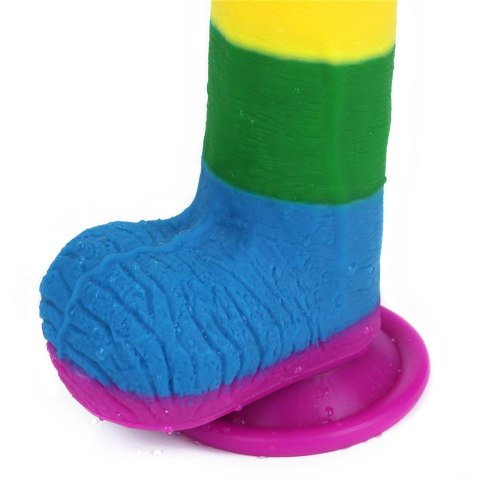 Dildo tęczowe giętkie silikonowe przyssawka 19,5cm Dildo tęczowe giętkie silikonowe przyssawka 19,5cm